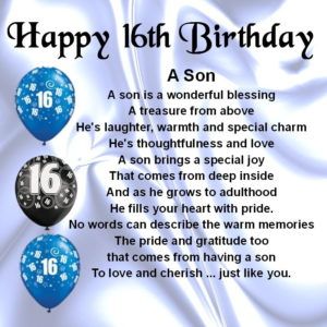 16th Birthday WIshes For Son